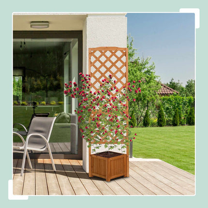 Wooden Trellis Planter Box, 180 cm, Orange