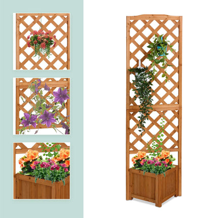 Wooden Trellis Planter Box, 180 cm, Orange