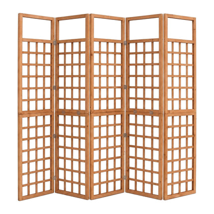 Wooden Trellis Screen, Light Brown, 5 Panels