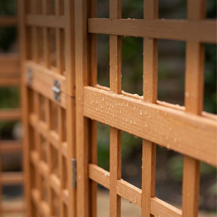 Wooden Trellis Screen, Light Brown, 5 Panels