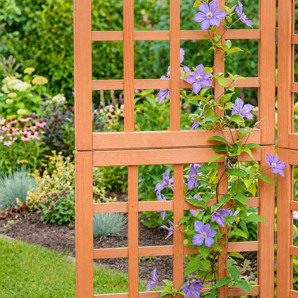 Wooden Trellis Screen, Light Brown, 5 Panels