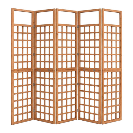 Wooden Trellis Screen, Light Brown, 5 Panels