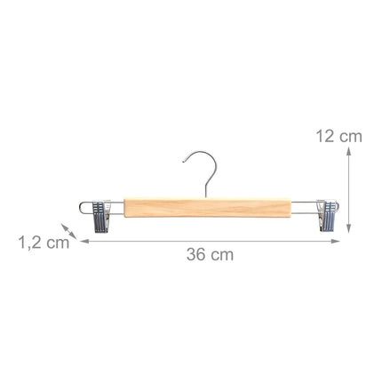 Holz-Hosenbügel, 10er-Pack, drehbarer Haken, verstellbare Clips