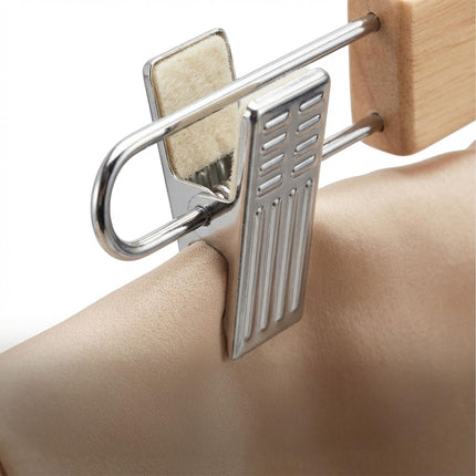 Holz-Hosenbügel, 10er-Pack, drehbarer Haken, verstellbare Clips