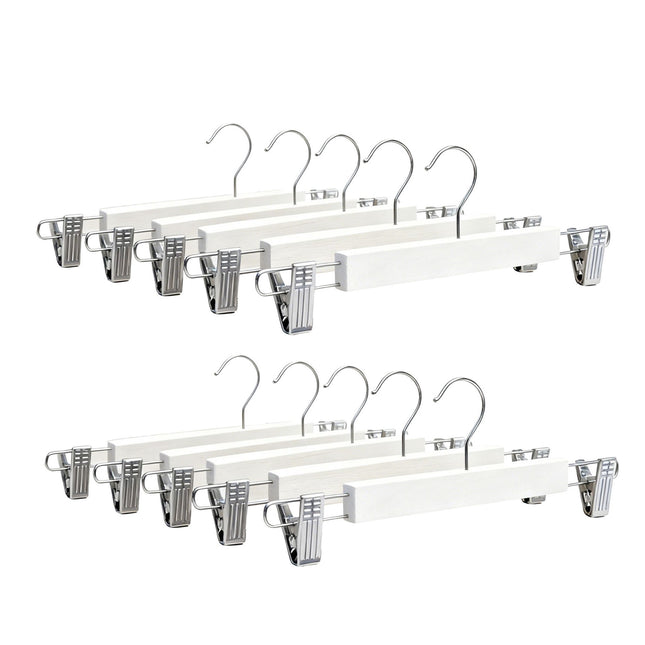 Wooden Trouser Hangers, Set of 10 with Swivel Hooks
