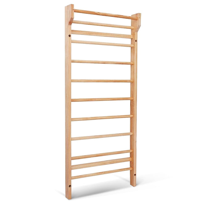 Holzsprossenwand mit Klimmzugstange, 10 Sprossen, 100kg Traglast