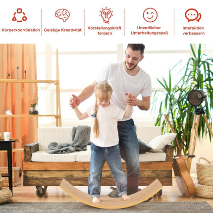Holz Balance Board Bambusbrett 90 x 30 x 16,5 cm Natur