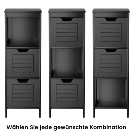 Badezimmerkommode aus Holz mit 2 Schubladen 30 x 30 x 89 cm schwarz