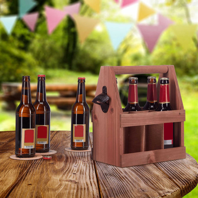 Bierhalter aus Holz mit Flaschenöffner
