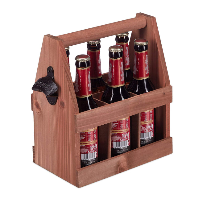 Bierhalter aus Holz mit Flaschenöffner
