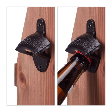 Bierhalter aus Holz mit Flaschenöffner