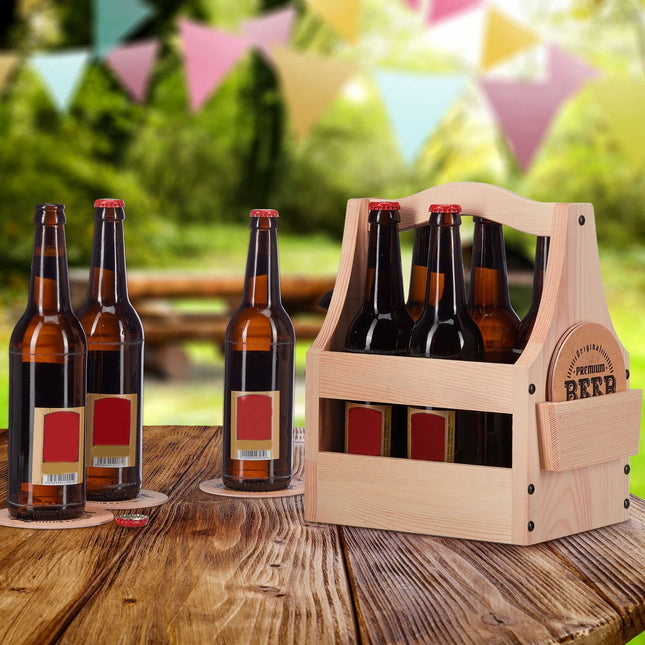 Bierhalter aus Holz mit Flaschenöffner