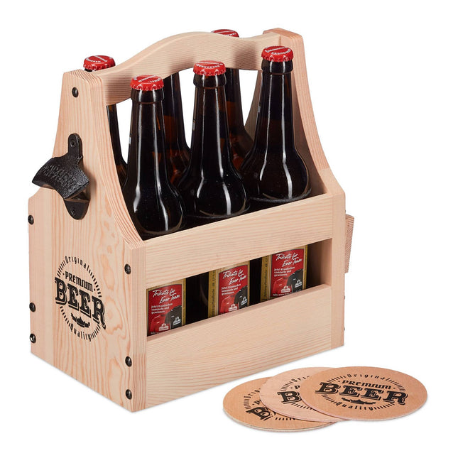Bierhalter aus Holz mit Flaschenöffner