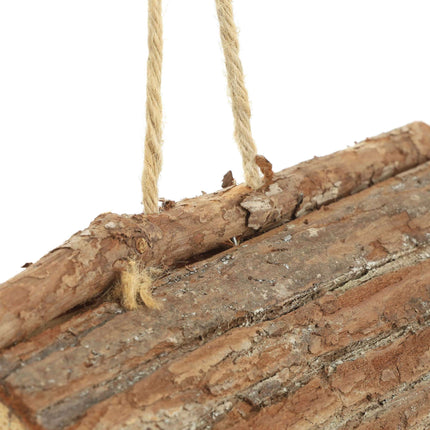 Wooden bird feeder with suspension