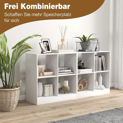 Holz Bücherregal mit 4 Fächern Würfelregal &amp; Kippschutz 73 x 33 x 73 cm weiß
