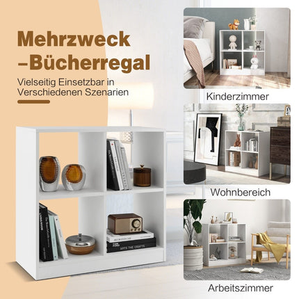 Holz Bücherregal mit 4 Fächern Würfelregal &amp; Kippschutz 73 x 33 x 73 cm weiß