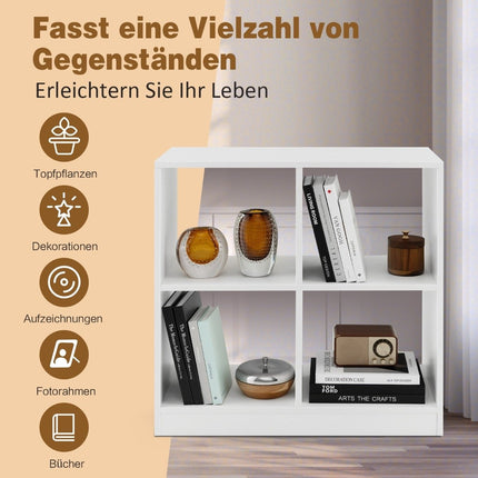 Holz Bücherregal mit 4 Fächern Würfelregal &amp; Kippschutz 73 x 33 x 73 cm weiß