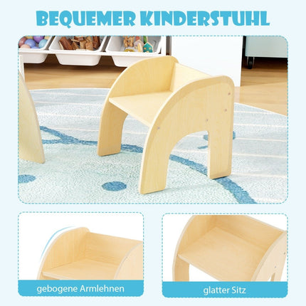 Holz Kindertisch mit Stuhl Kindermaltisch mit abgerundeten Kanten Kindersitzgruppe Natur