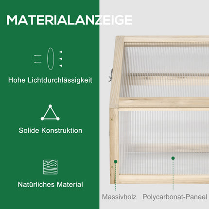 Wooden Mini Greenhouse Box - Winterproof, 90 x 52 x 49.5 cm