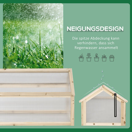 Wooden Mini Greenhouse Box - Winterproof, 90 x 52 x 49.5 cm