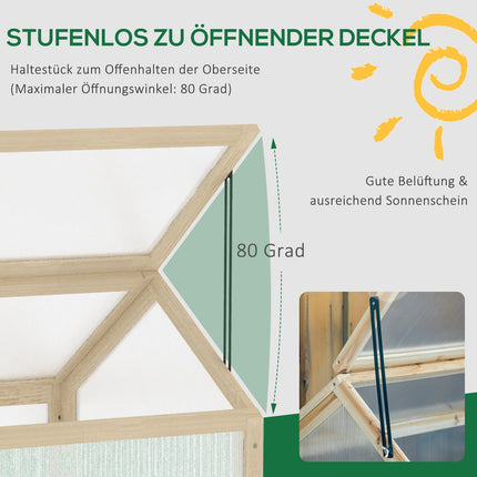 Wooden Mini Greenhouse Box - Winterproof, 90 x 52 x 49.5 cm