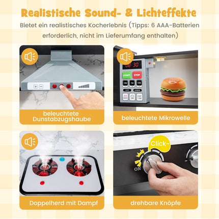 Holz Eck-Kinderküche mit Licht &amp; Sound &amp; Tafel &amp; Zubehör Kinderküche Spielküche Holzküche Kaffee