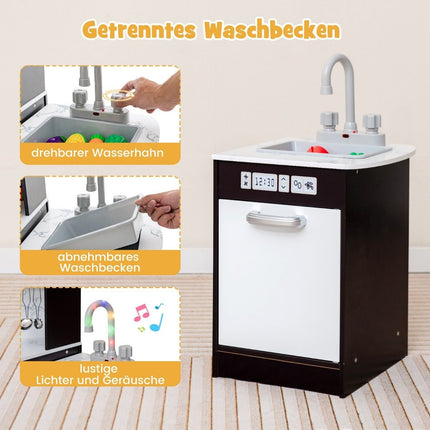 Holz Eck-Kinderküche mit Licht &amp; Sound &amp; Tafel &amp; Zubehör Kinderküche Spielküche Holzküche Kaffee