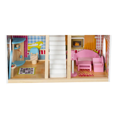 Maison de poupée en bois - villa avec piscine D11251