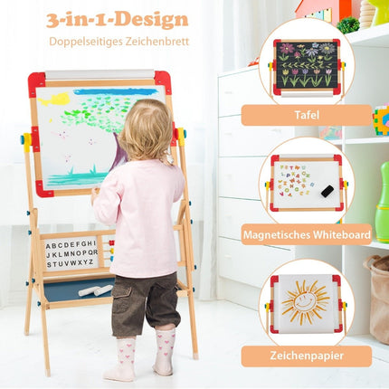 Holzstaffelei Drehbare stehende Kinderstaffelei 62 x 45 x 118 cm