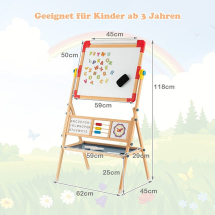 Holzstaffelei Drehbare stehende Kinderstaffelei 62 x 45 x 118 cm
