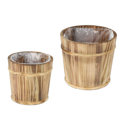 Blumentopf aus Holz - 2er-Set