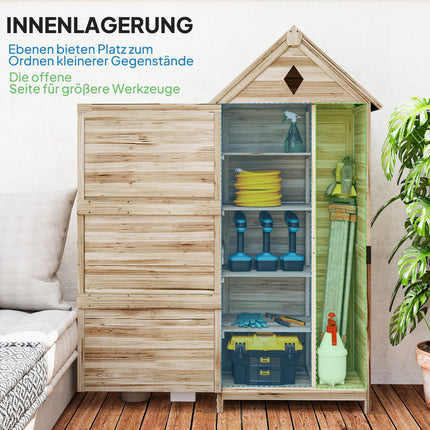 Wasserdichter Gartengeräteschuppen aus Holz, mit Bitumendach, 80x49x170 cm