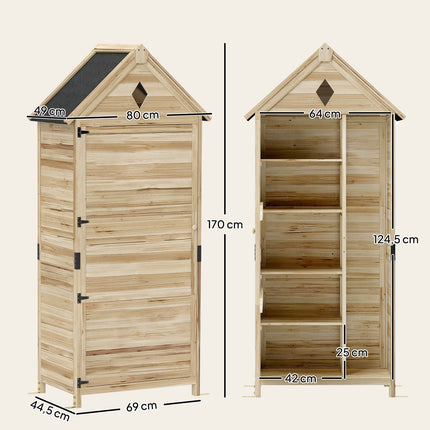 Wasserdichter Gartengeräteschuppen aus Holz, mit Bitumendach, 80x49x170 cm