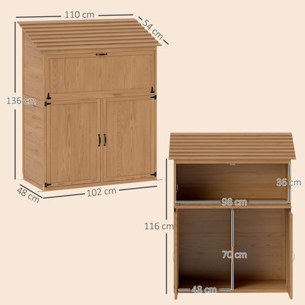 Holzschuppen mit Klappregal, witterungsbeständig, Naturholz