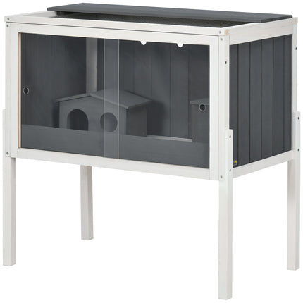 Dwarf hamster cage in wood with huts and accessories, 82cm