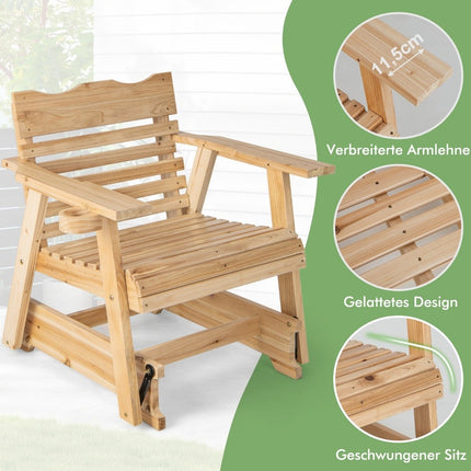 Chaise à bascule d'extérieur en bois 80 x 81 x 87 cm naturel