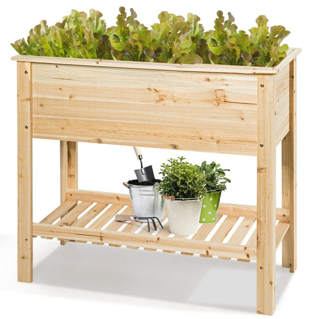 Pflanz-Hochbeet aus Holz mit Ablagefläche für die Anzucht von Pflanzen 92 x 41 x 81 cm