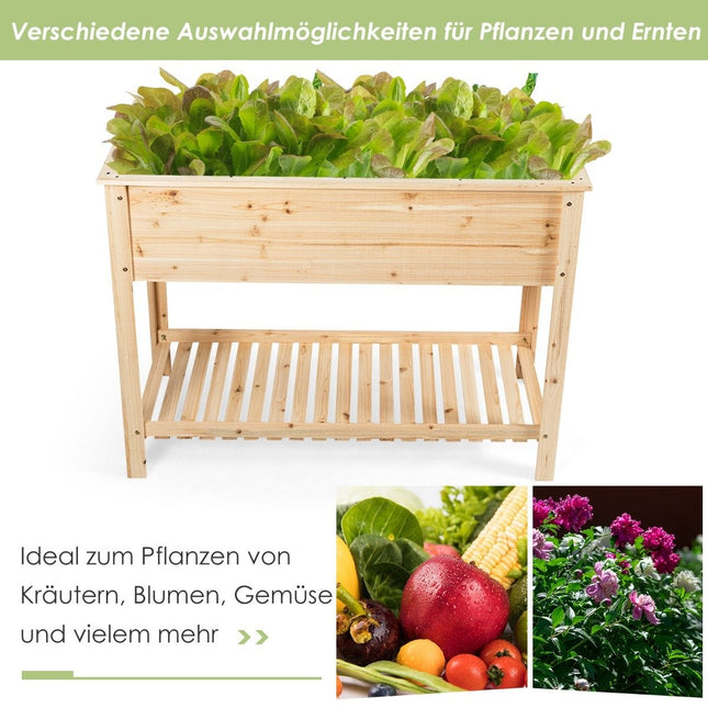 Pflanz-Hochbeet aus Holz mit Ablagefläche für die Anzucht von Pflanzen 92 x 41 x 81 cm