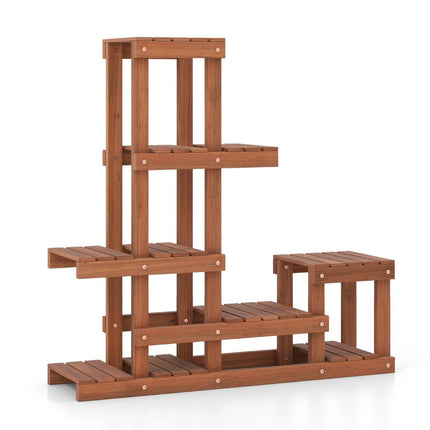 Wooden plant shelf with 6 levels flower shelf flower stand flower stairs 90 x 25 x 91.5 cm