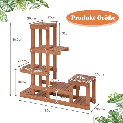 Wooden plant shelf with 6 levels flower shelf flower stand flower stairs 90 x 25 x 91.5 cm