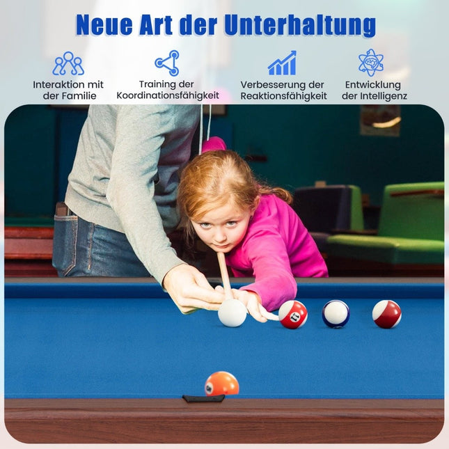 Billardtisch aus Holz mit 2 Queues, 2 Kreiden &amp; Dreieck &amp; Bürste Billardtisch Tisch Billard blau