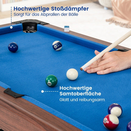 Billardtisch aus Holz mit 2 Queues, 2 Kreiden &amp; Dreieck &amp; Bürste Billardtisch Tisch Billard blau