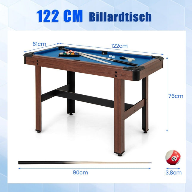 Billardtisch aus Holz mit 2 Queues, 2 Kreiden &amp; Dreieck &amp; Bürste Billardtisch Tisch Billard blau