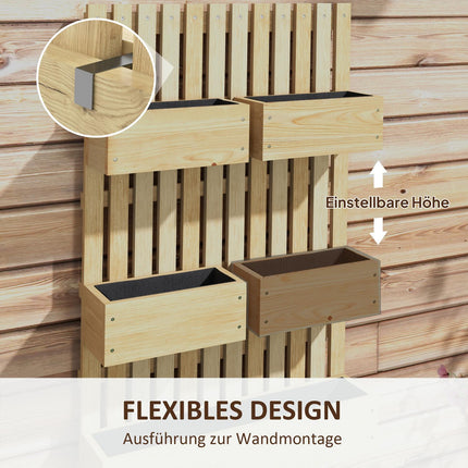 Houten verhoogd bed, verstelbaar plantenbed met traliewerk, koudframe, tuinbed, bloembak, plantenbak, 60 x 16 x 100 cm voor tuin, balkon, tuinlatwerk voor bloemen, klimplanten, groenten, kruiden Aosom