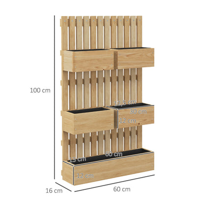 Houten verhoogd bed, verstelbaar plantenbed met traliewerk, koudframe, tuinbed, bloembak, plantenbak, 60 x 16 x 100 cm voor tuin, balkon, tuinlatwerk voor bloemen, klimplanten, groenten, kruiden Aosom