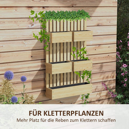 Houten verhoogd bed, verstelbaar plantenbed met traliewerk, koudframe, tuinbed, bloembak, plantenbak, 60 x 16 x 100 cm voor tuin, balkon, tuinlatwerk voor bloemen, klimplanten, groenten, kruiden Aosom