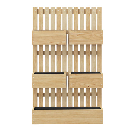 Houten verhoogd bed, verstelbaar plantenbed met traliewerk, koudframe, tuinbed, bloembak, plantenbak, 60 x 16 x 100 cm voor tuin, balkon, tuinlatwerk voor bloemen, klimplanten, groenten, kruiden Aosom