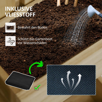 Houten verhoogd bed, verstelbaar plantenbed met traliewerk, koudframe, tuinbed, bloembak, plantenbak, 60 x 16 x 100 cm voor tuin, balkon, tuinlatwerk voor bloemen, klimplanten, groenten, kruiden Aosom