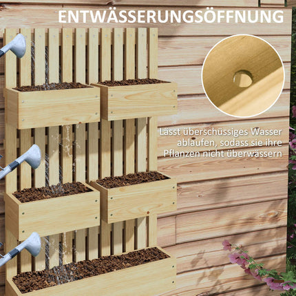 Houten verhoogd bed, verstelbaar plantenbed met traliewerk, koudframe, tuinbed, bloembak, plantenbak, 60 x 16 x 100 cm voor tuin, balkon, tuinlatwerk voor bloemen, klimplanten, groenten, kruiden Aosom
