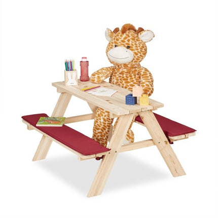 Holzsitzecke für Kinder mit Kissen